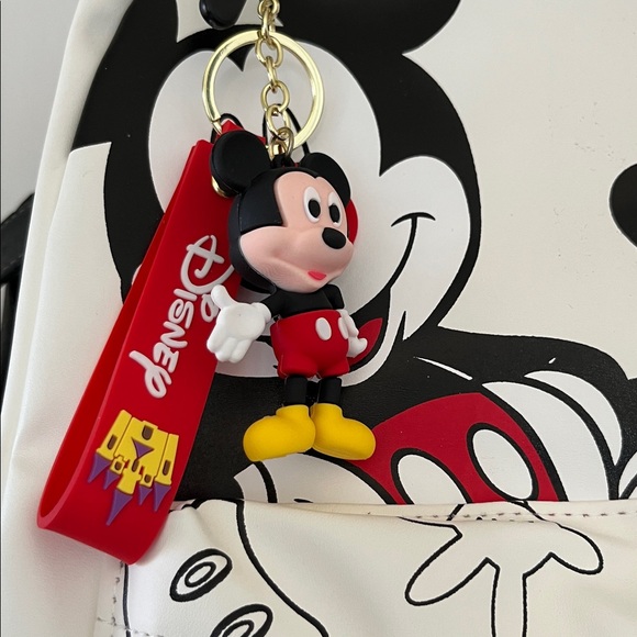 Disney WHITE Backpack with Iconic Characters Including 2 Bag Charms |  NWOT - Picture 2 of 7